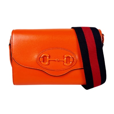 グッチ GUCCI ショルダーバッグ ホースビット レザー オレンジ レディース 724713【中古】 z11129