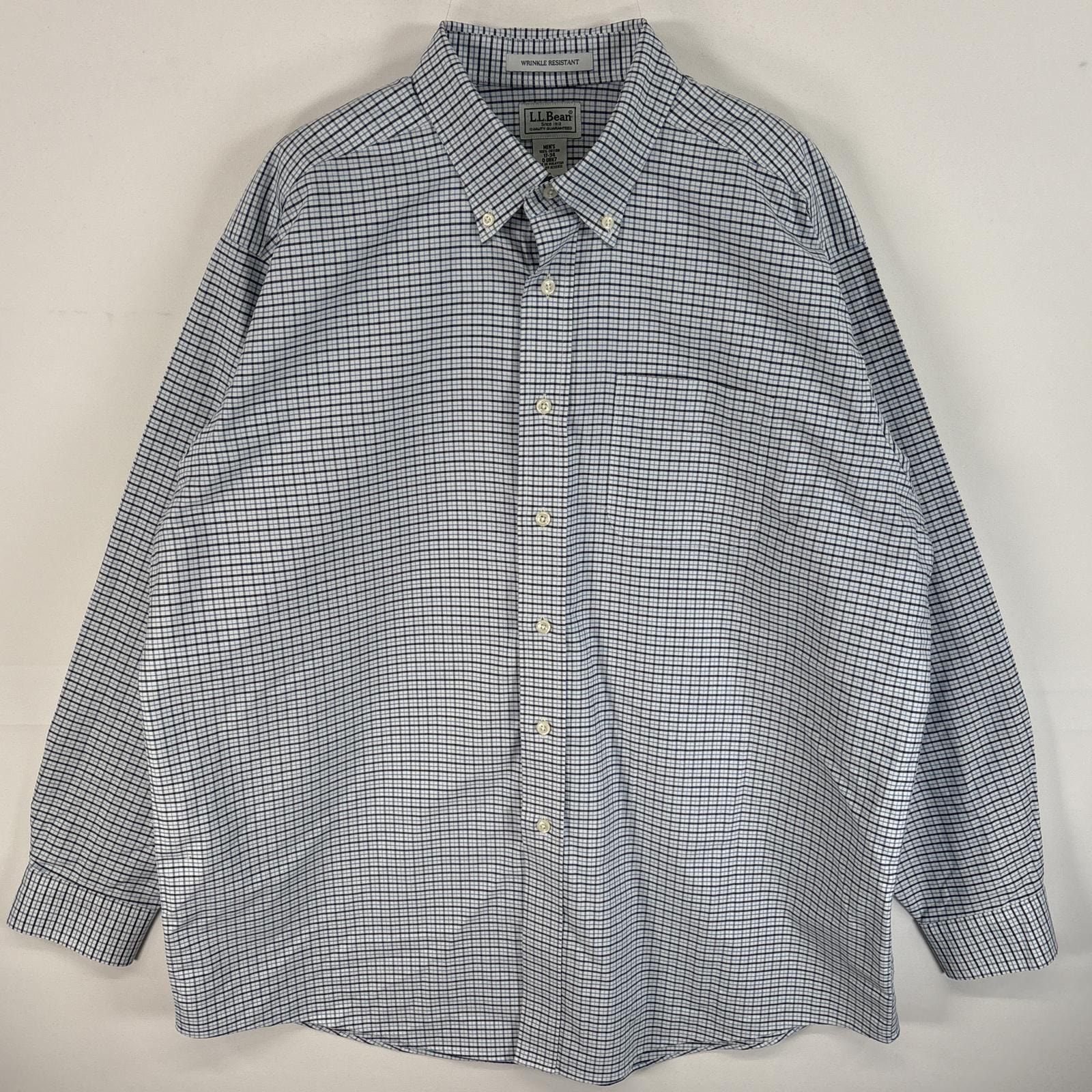 古着 エルエルビーン L.L.Bean 長袖シャツ ボタンダウンシャツ 胸ポケ 厚手 17-34 XL  ブルー系 チェック メンズ