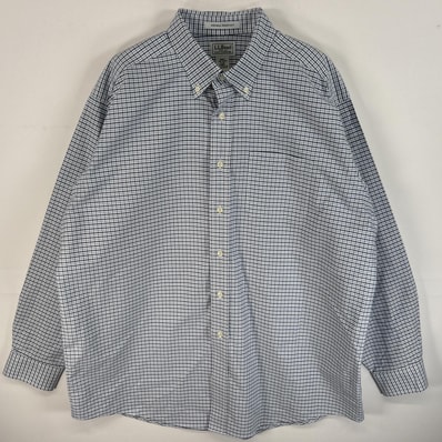 古着 エルエルビーン L.L.Bean 長袖シャツ ボタンダウンシャツ 胸ポケ 厚手 17-34 XL ブルー系 チェック メンズ