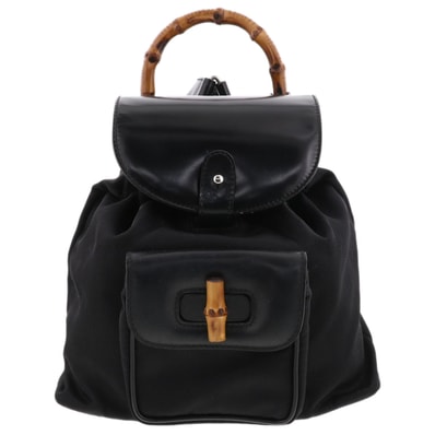 GUCCI グッチ バンブー ミニリュック デイパック 003-2852 レザー ブラック リュックサック レディース【中古】