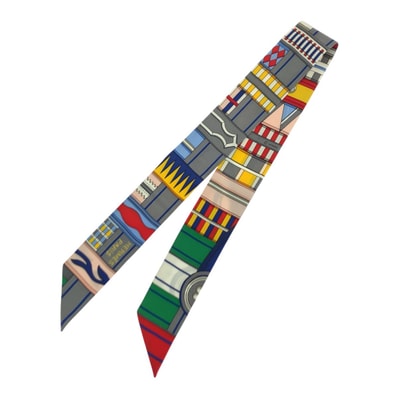 超美品 HERMES エルメス ツイリー VOLTES ET PIROUETTES マルチカラー シルク スカーフ リボンスカーフ 506118 【中古】