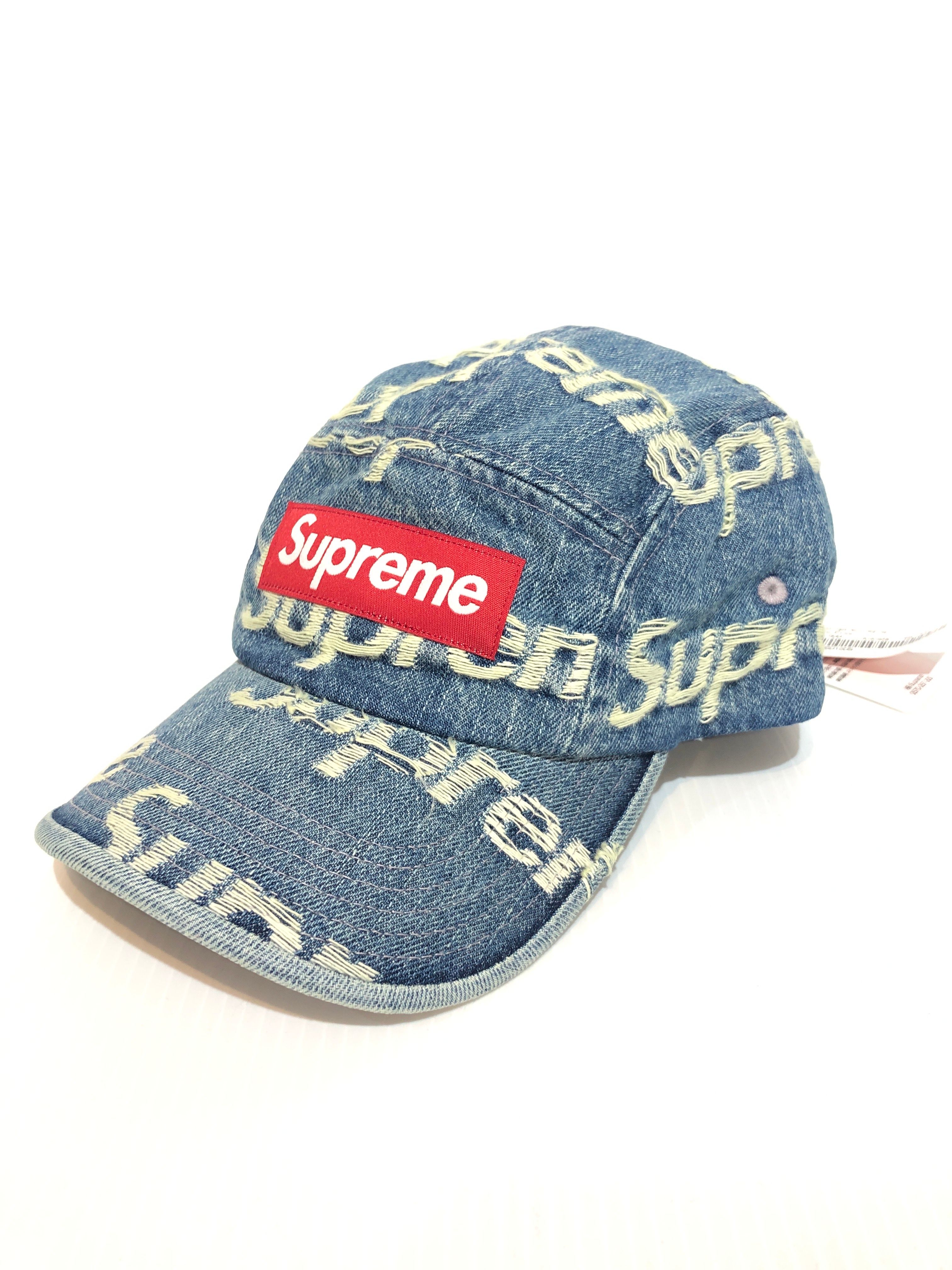 Supreme Frayed Logos Denim Camp Cap "Blue"