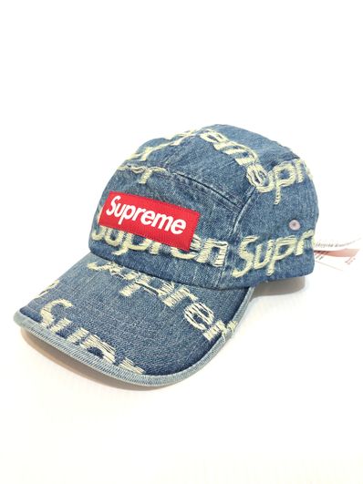 Supreme Frayed Logos Denim Camp Cap "Blue"