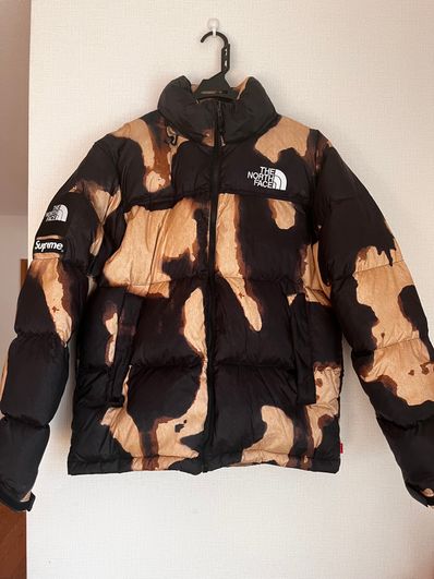 Supreme x The North Face Bleached Denim Print Nuptse Jacket "Black"