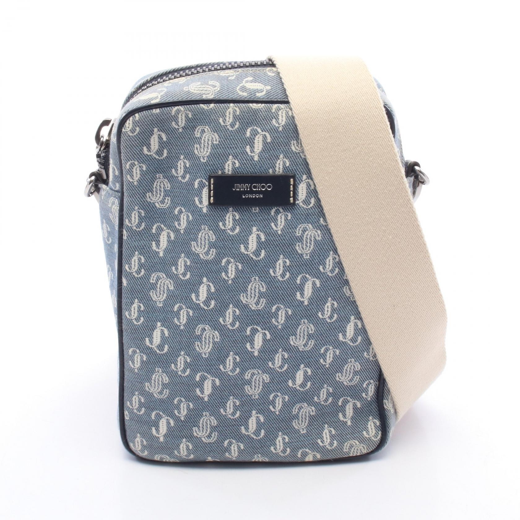 ジミーチュウ JIMMY CHOO キミー カメラ ショルダーバッグ バッグ キャンバス レディース ブルー系 / アイボリー系 【中古】