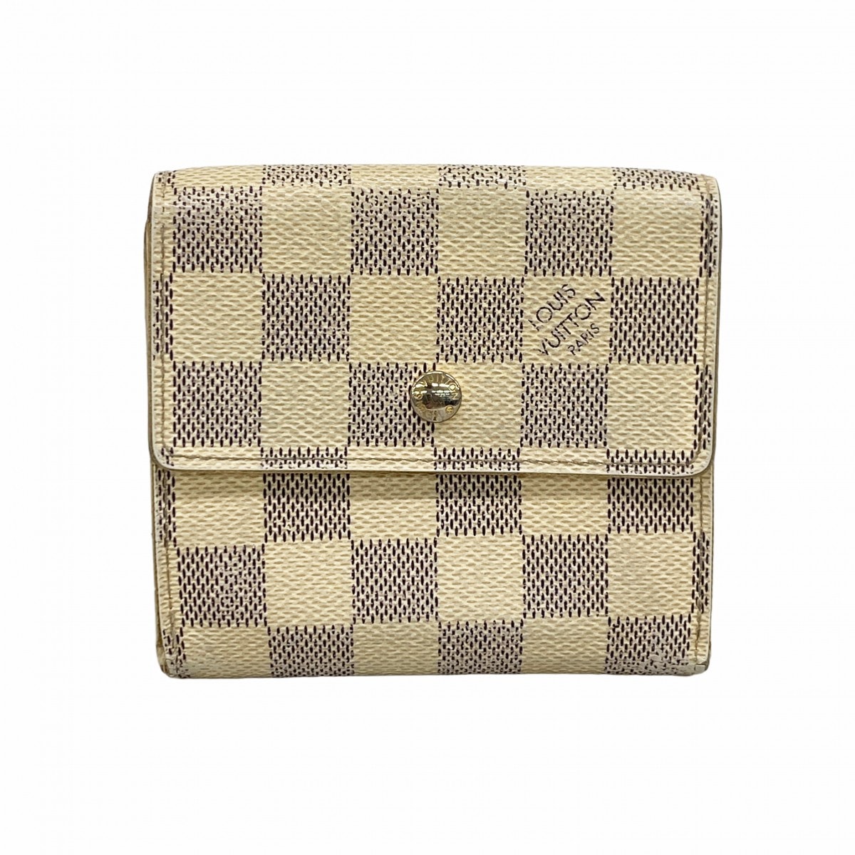 【6db2051】ルイヴィトン 三つ折り財布 ダミエ・アズール ポルトフォイユエリーズ N61733 ホワイト【中古】レディース