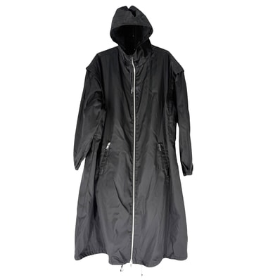 PRADA プラダ ジャケット フーデッド 2WAY ベスト アウター 38 ブラック 黒 シルバー金具 ナイロン メンズ 春 秋【中古品】