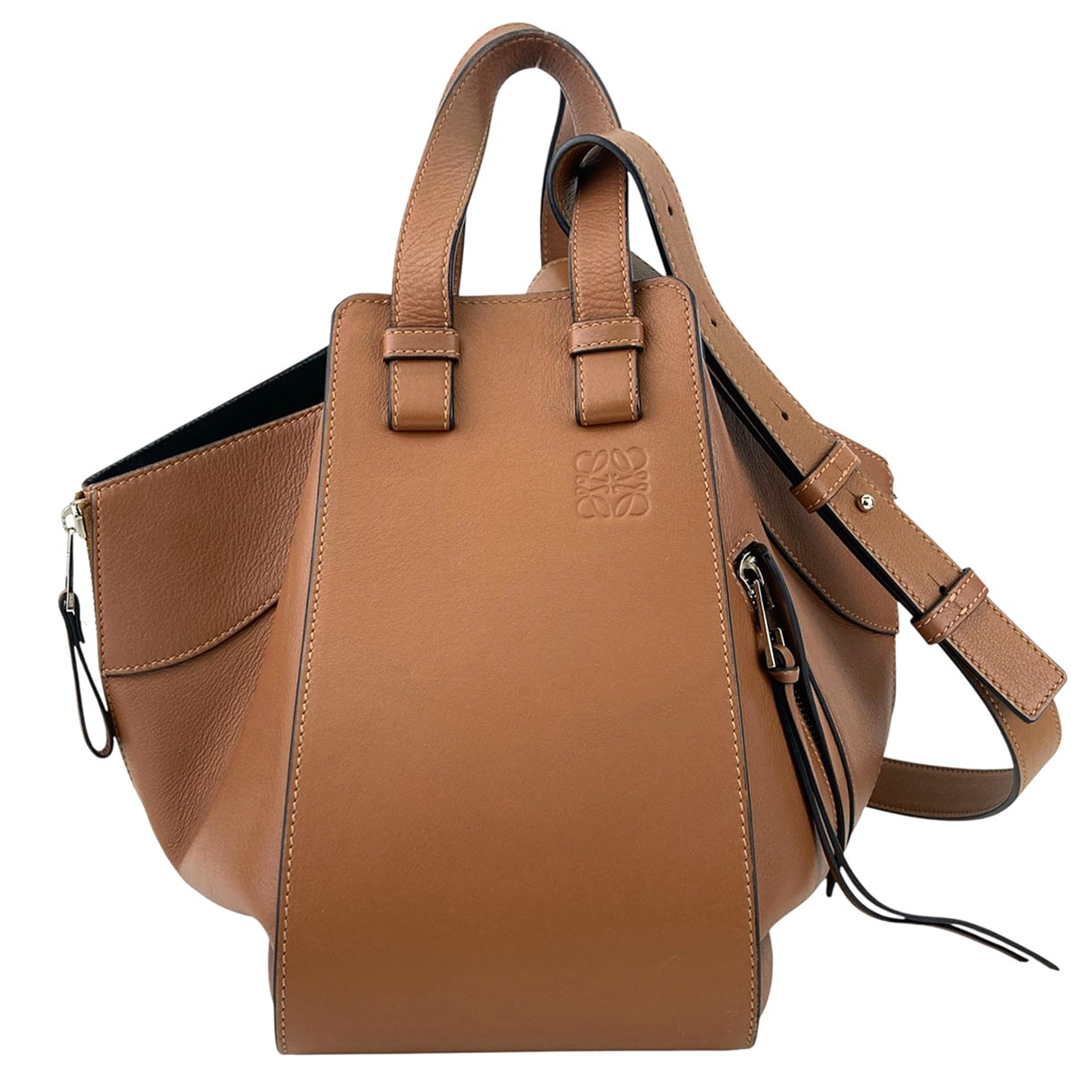 LOEWE ロエベ ハンモック バッグ スモール カーフレザー ショルダーバッグ A538S35X51 レザー カーフ ブラウン  レディース【中古】
