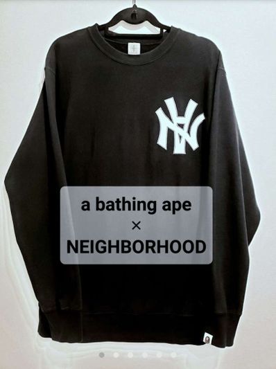 A BATHING APE / UNKLE POINTMAN LOGO RELAXED CREWNECK "Black"