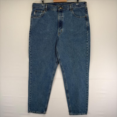 古着 カーハート Carhartt デニム パンツ 5ポケット ジッパーフライ ジーンズ ワンポイントロゴ w40 L34 ブルー系 メンズ