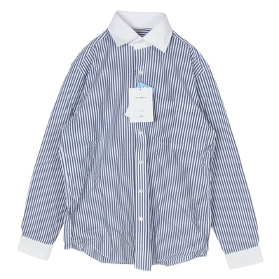 SOPHNET. ソフネット 長袖シャツ SOPH-70012 ストライプ 長袖 シャツ ネイビー系 M【美品】【中古】