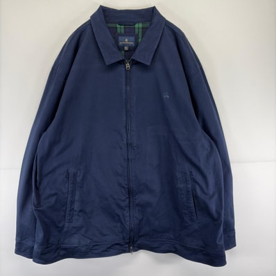 古着 ブルックスブラザーズ Brooks Brothers ジャケット スウィングトップ 裏地チェック ブルゾン 大きいサイズ 3XL ネイビー メンズ