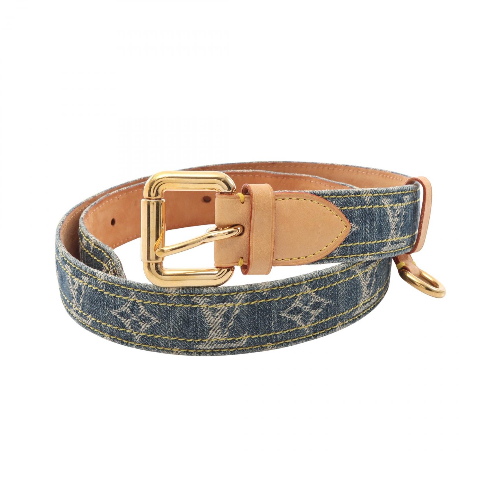 ルイ・ヴィトン LOUIS VUITTON サンチュール モノグラムデニム ゴールド金具 ベルト 衣料品 デニム モノグラム・デニム レディース ブルー系 M6921 【中古】