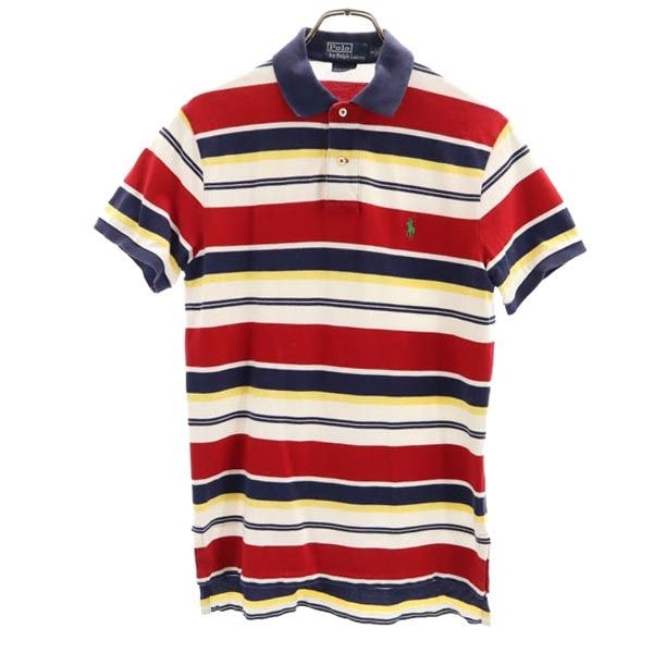 Polo by Ralph Lauren ポロバイラルフローレン ボーダー 半袖 ポロシャツ S レッド系 鹿の子