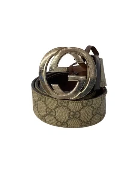 GUCCI GG Supreme Belt With G Buckle "Beige/Ebony"