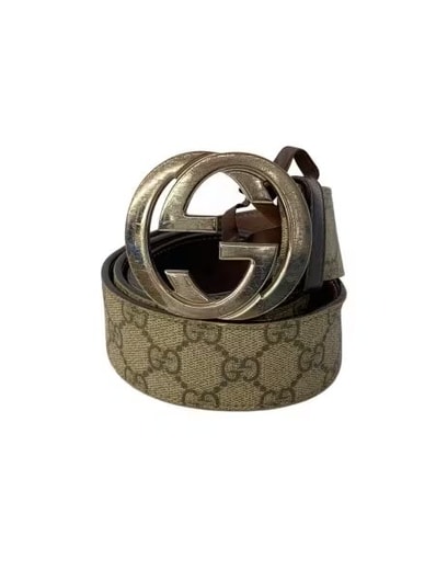 GUCCI GG Supreme Belt With G Buckle "Beige/Ebony"