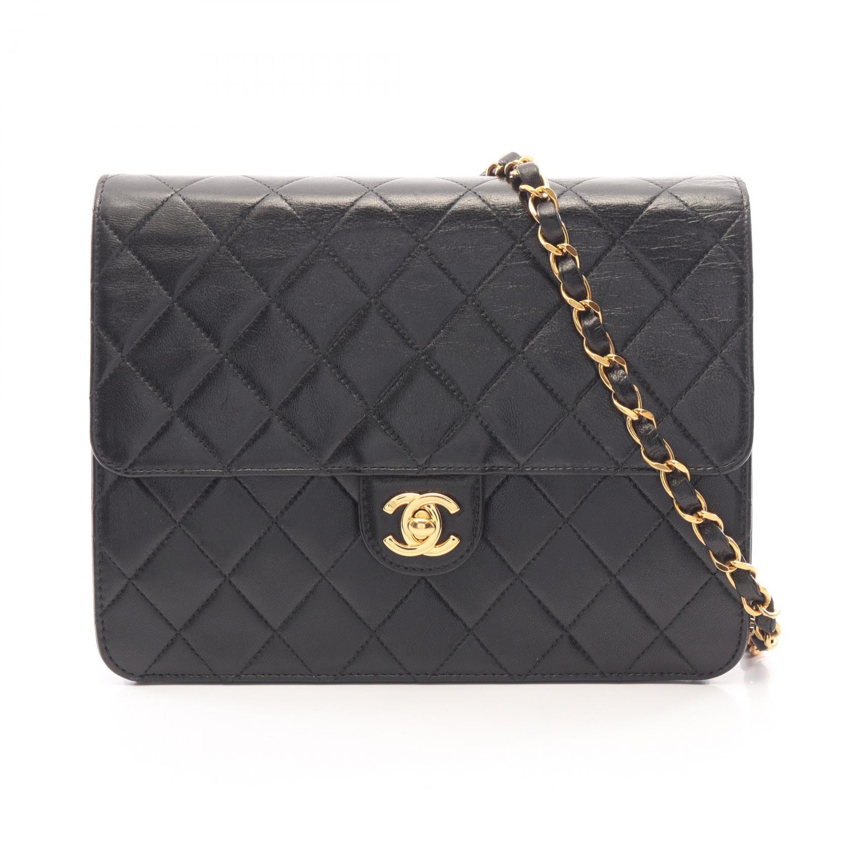 シャネル CHANEL マトラッセ シングルフラップ ショルダーバッグ バッグ ラムスキン(羊革) レディース ブラック系 【中古】