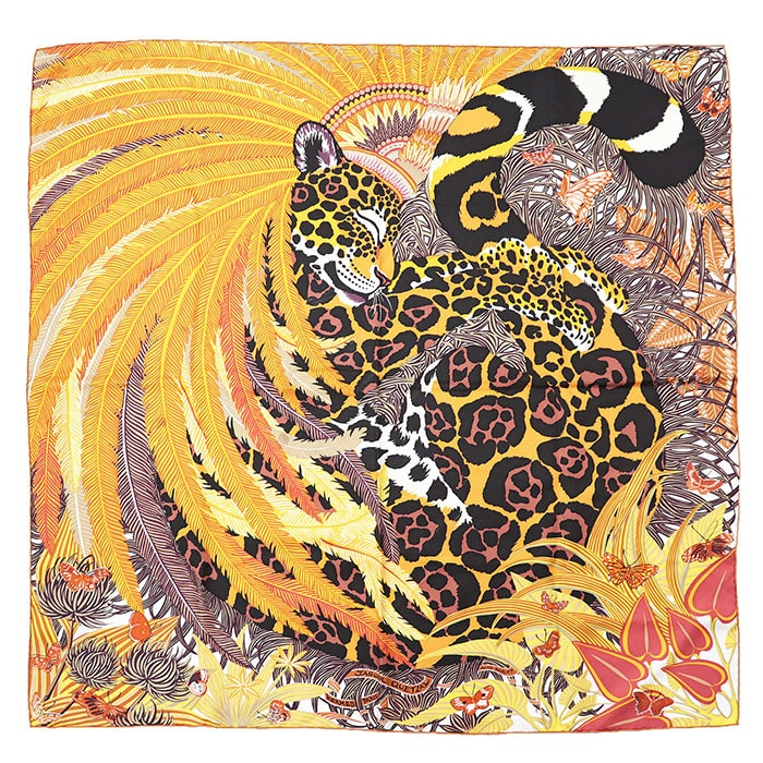 やや傷や汚れあり】HERMES エルメス カレ90 シルク100％ JAGUAR