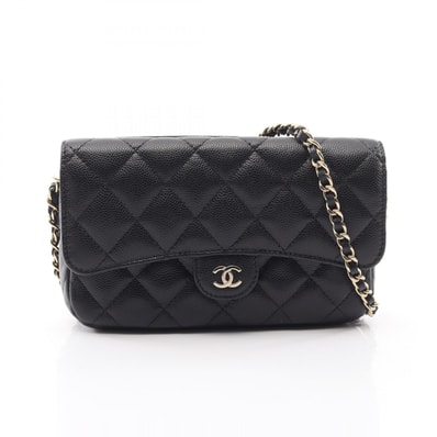 シャネル CHANEL マトラッセ チェーンフォンケースウォレット ショルダーバッグ バッグ キャビアスキン(グレインドカーフ) レディース ブラック系 AP2096 【中古】
