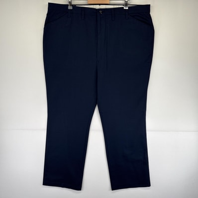 古着 レッドキャップ RED KAP ワークパンツ ロング丈 ワンポイントロゴ ストレート 長ズボン チノパン w46 L36 ネイビー メンズ