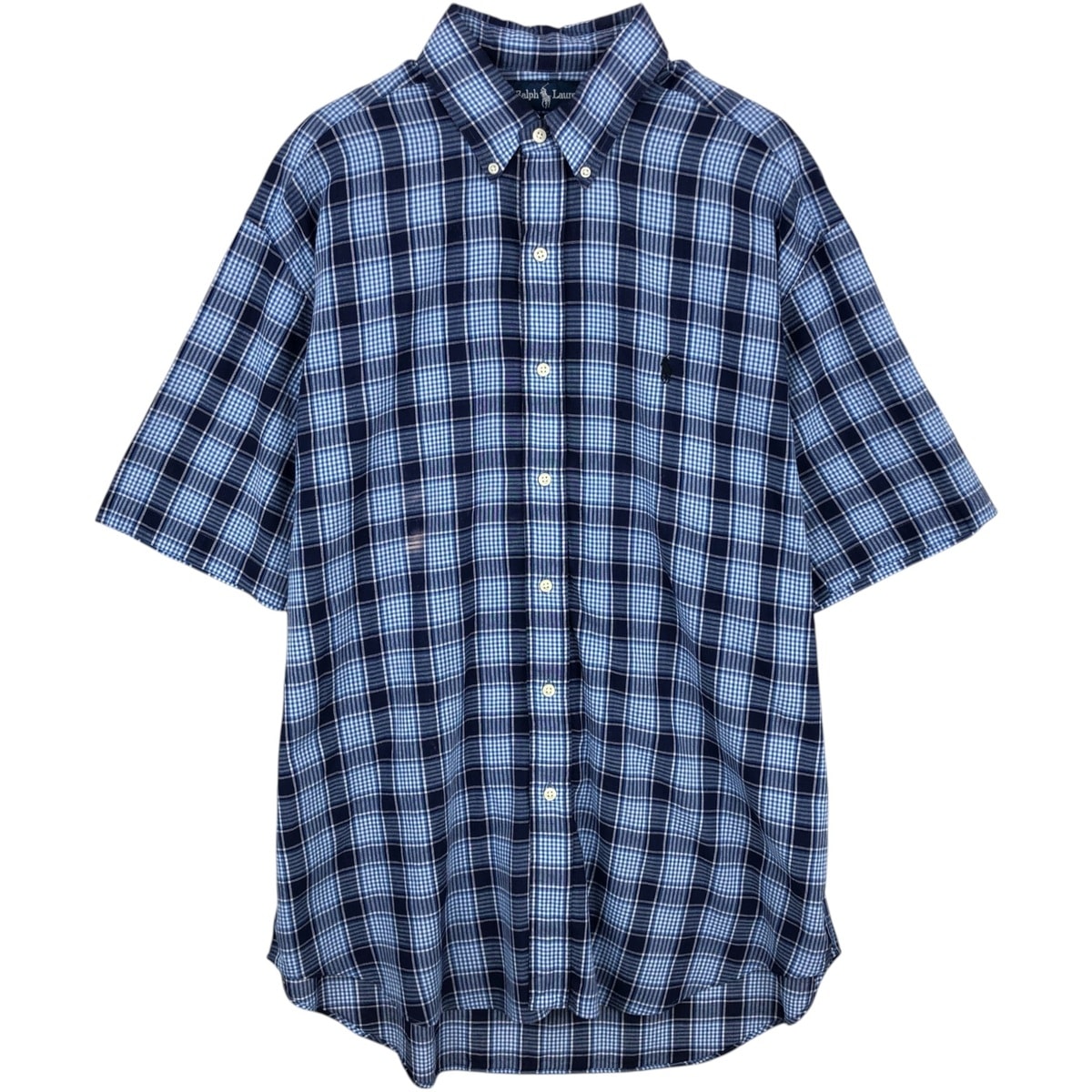 古着 ラルフローレン Ralph Lauren BLAKE 半袖 ボタンダウン チェックシャツ メンズL相当/eaa640902