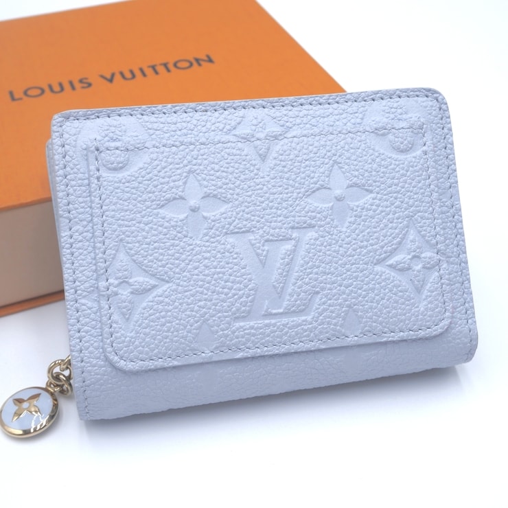 LOUIS VUITTON(ルイ・ヴィトン)ポルトフォイユ・クレア モノグラム・アンプラント 二つ折り財布 ブルー系 レザー ゴールド金具 レディース【中古】