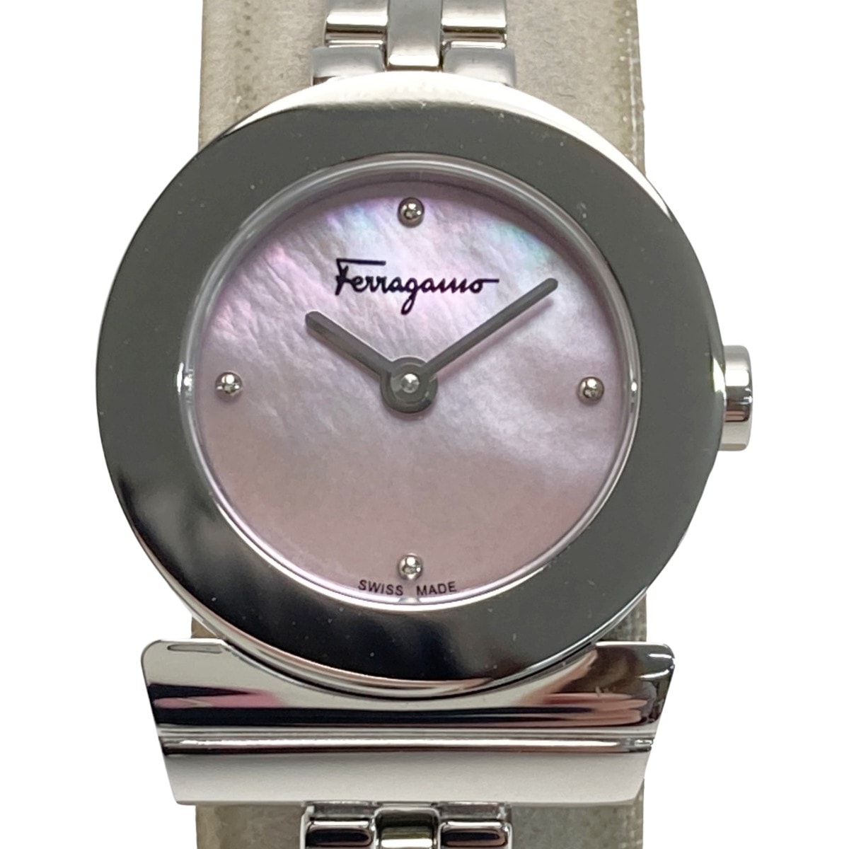 ☆☆Salvatore Ferragamo サルヴァトーレフェラガモ ガンチーニ FBF070017 ピンクシェル クォーツ レディース 腕時計