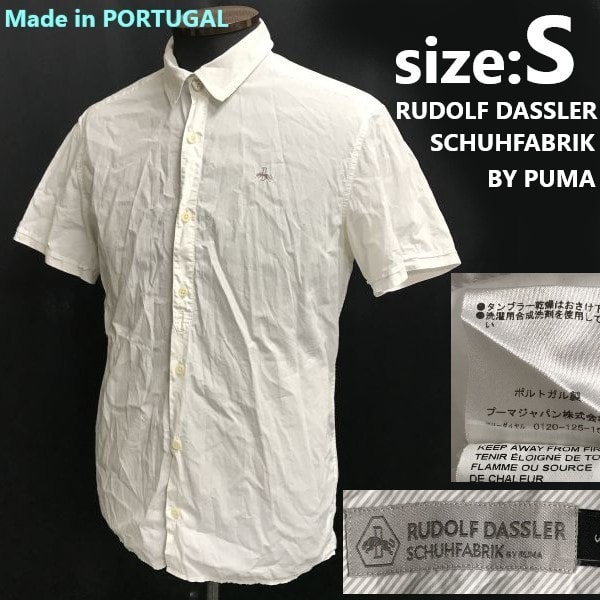 ポルトガル製/美品★ルドルフ ダスラー /プーマ/RUDOLF DASSLER SCHUHFABRIK by PUMA★半袖シャツ【メンズS/白/white】Tops/Shirts◆sBH905