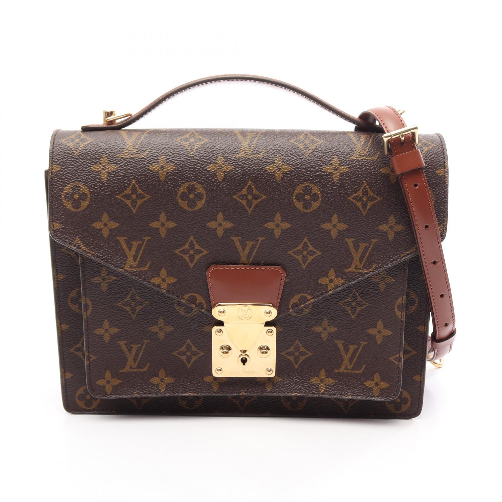 ルイ・ヴィトン LOUIS VUITTON モンソー 2WAY ハンドバッグ バッグ PVCコーティングキャンバス レザー モノグラム レディース ブラウン系 M51185 【中古】