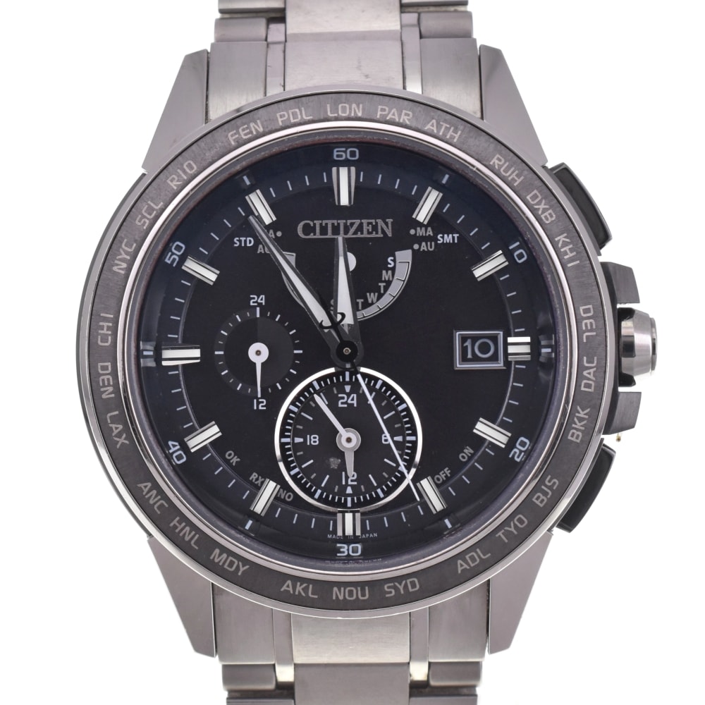値下 シチズン CITIZEN AT9025-55E アテッサ エコドライブ チタン メンズ 良品 □#143119