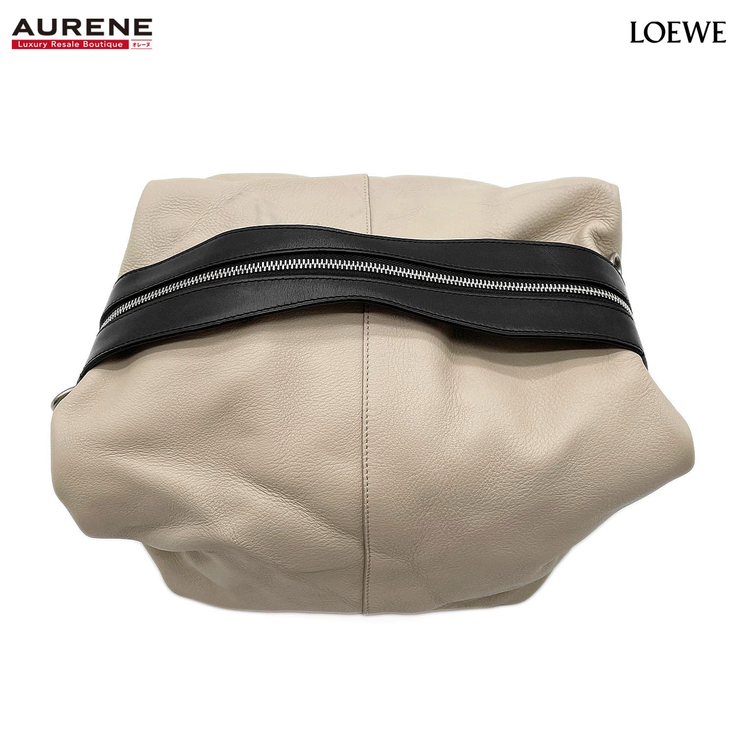 LOEWE ロエベ ハンドバッグ オリガミピロー 折り畳み レザー ベージュ レディース 【中古】