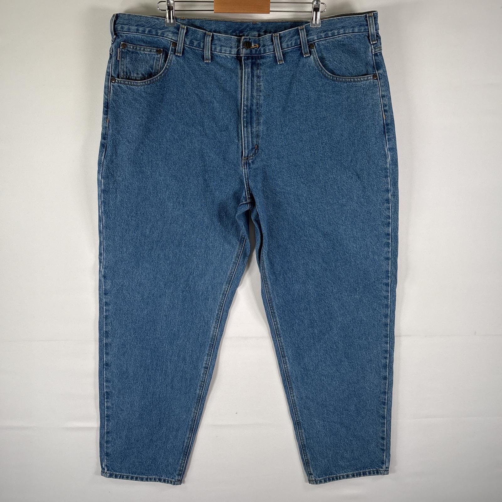 古着 カーハート Carhartt デニムパンツ ワーク 5ポケット テーパード 大きいサイズ w46 L32  ブルー メンズ