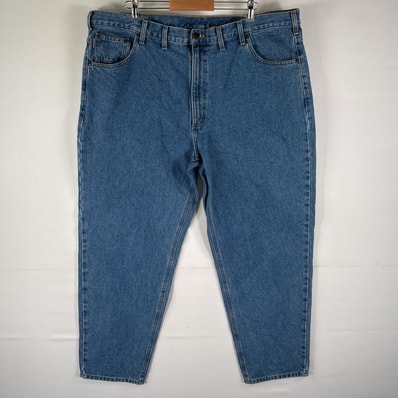 古着 カーハート Carhartt デニムパンツ ワーク 5ポケット テーパード 大きいサイズ w46 L32 ブルー メンズ