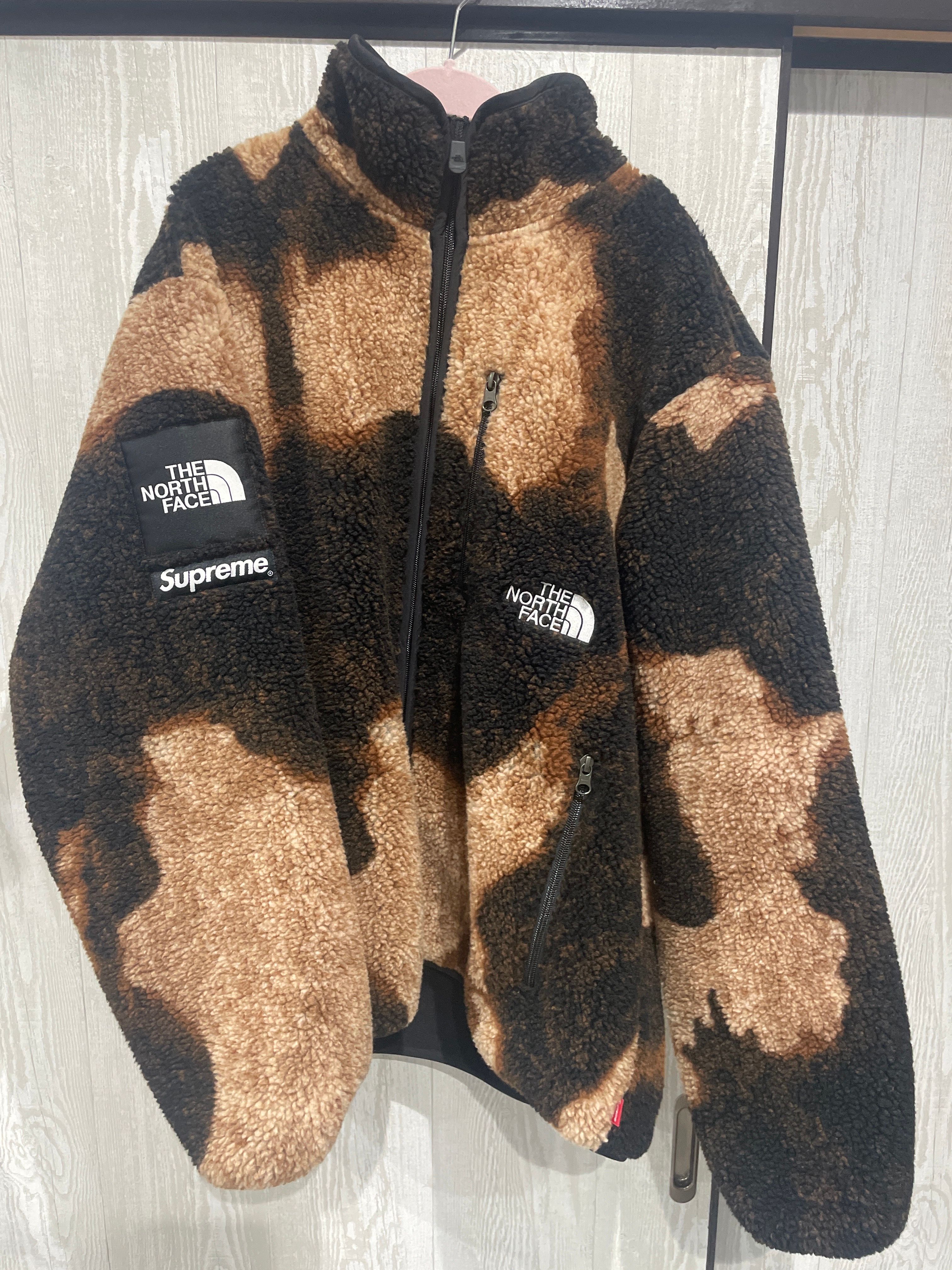 Supreme x The North Face Bleached Denim Print Fleece Jacket "Black"