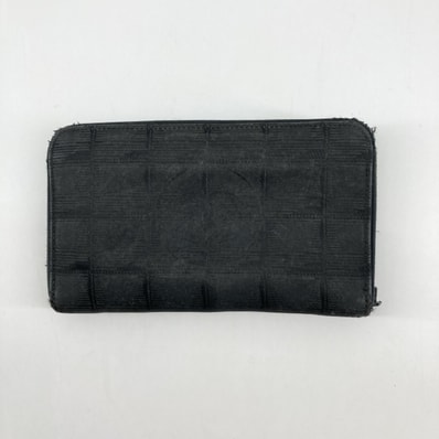 CHANEL(シャネル) ニュートラベルライン ラウンドファスナー ナイロンジャガード 格子柄 長財布 ブラック