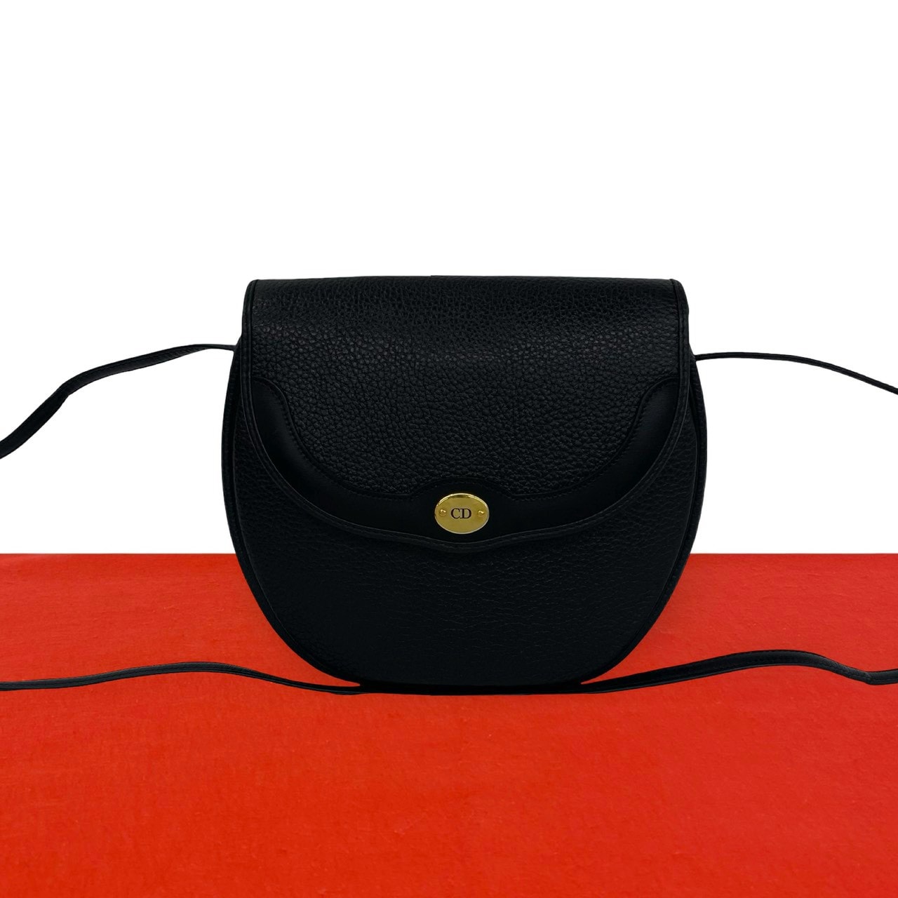 Christian Dior ディオール CD ロゴ 金具 レザー ショルダーバッグ ブラック
23440