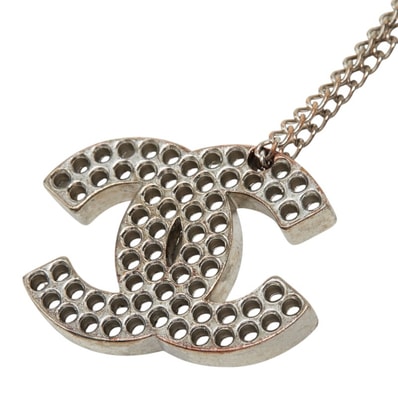 シャネル ココマーク パンチング チェーン ネックレス ペンダント 03P シルバー メタル レディース CHANEL 中古