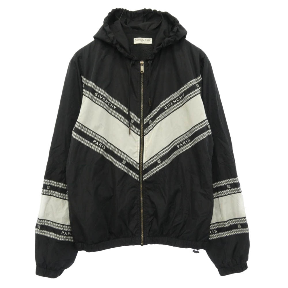 GIVENCHY ジバンシィ BM00C412VH NYLON HOODED JACKET ナイロン フーディ ロゴ ジップアップ ジャケット ブラック系 44【中古】