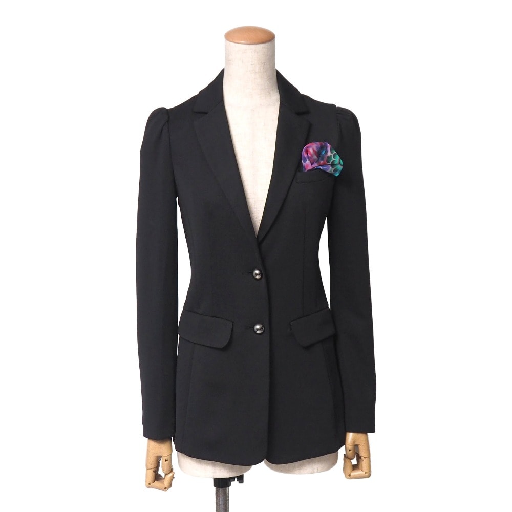 ■美品■Emporio Armani エンポリオ・アルマーニ テーラードジャケット サイズ38 ストレッチ ブレザー シングルジャケット 2B ポケットチーフ装飾 ブランド古着【中古】20260916/RB1013