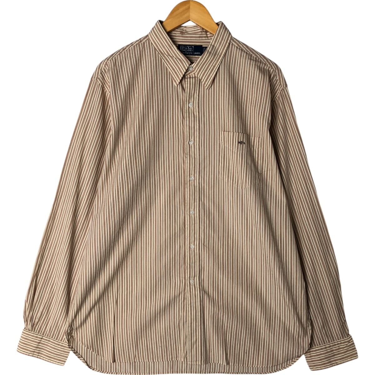 古着 ラルフローレン Ralph Lauren POLO by Ralph Lauren 長袖 コットンストライプシャツ メンズXL相当/eaa551974