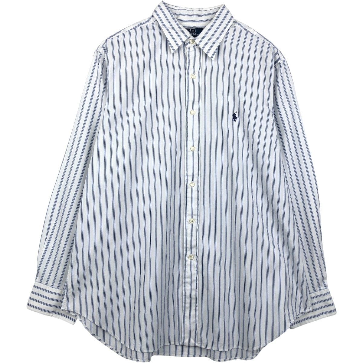古着 ラルフローレン Ralph Lauren POLO by Ralph Lauren LOWELL マルチストライプ 長袖 コットンストライプシャツ メンズXL相当/eaa659256
