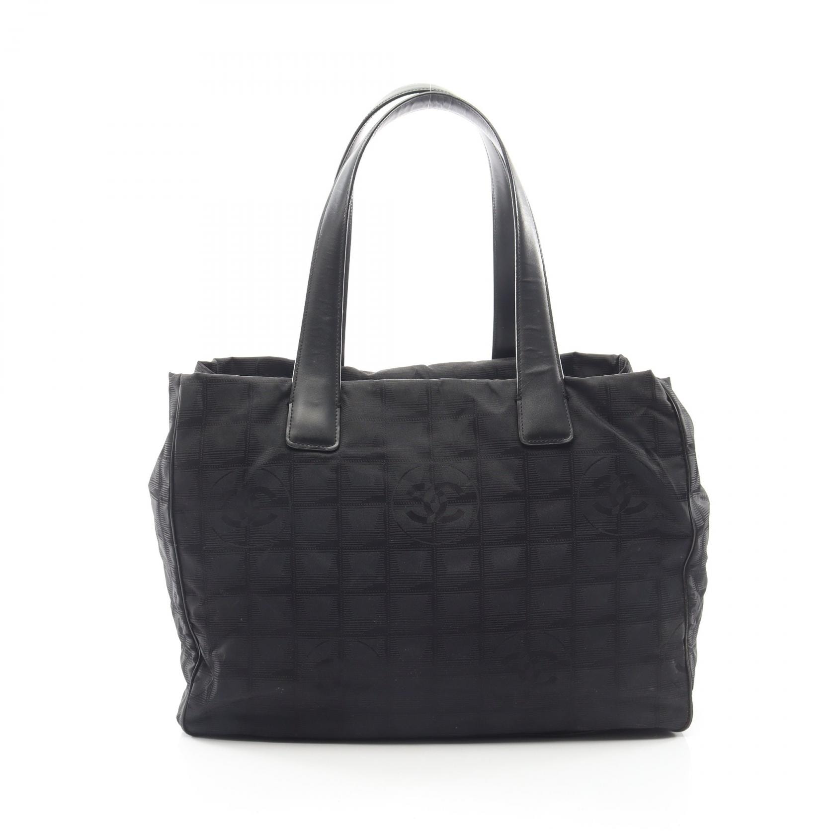 シャネル CHANEL ニュートラベルラインMM トートバッグ バッグ レザー ナイロンキャンバス レディース ブラック系 A15991 【中古】