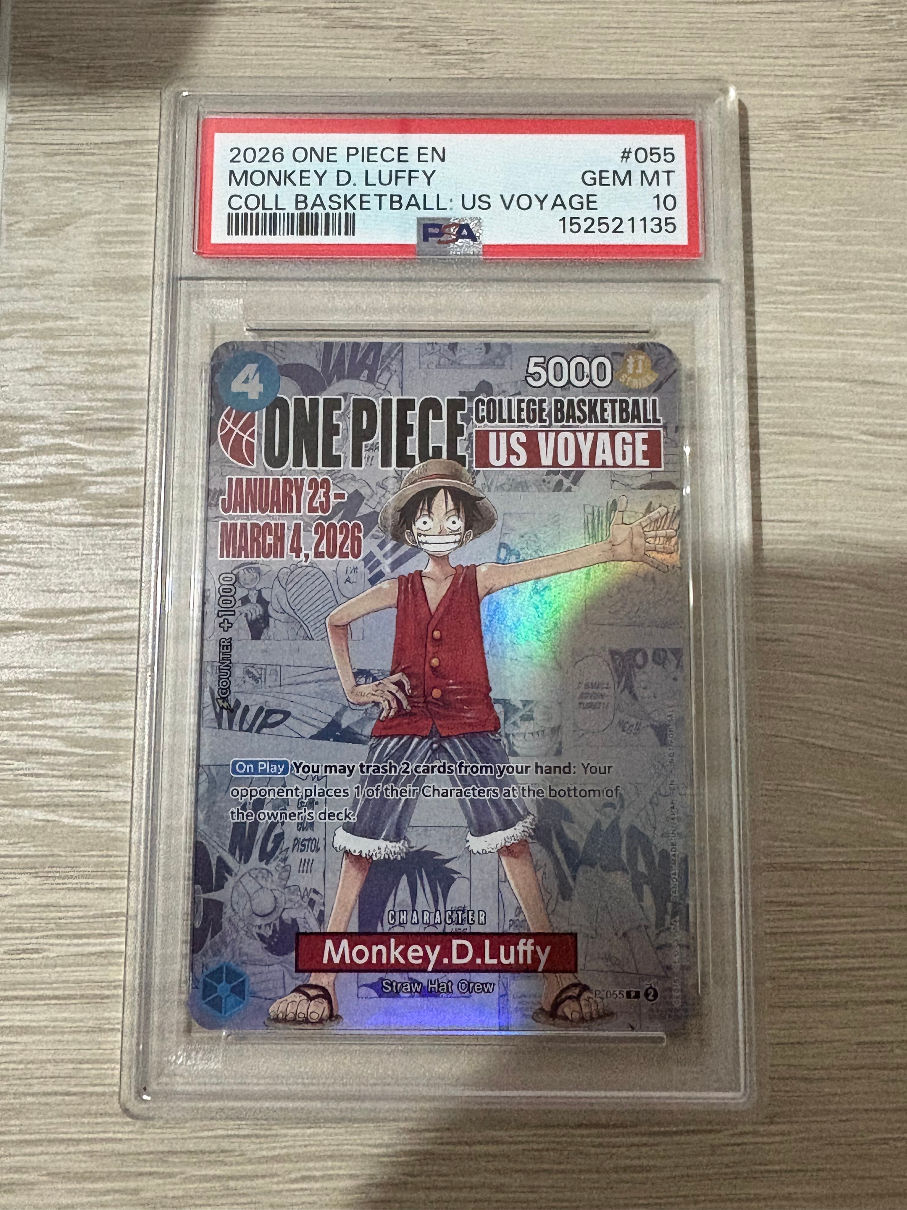 モンキー・D・ルフィ:P (開封済) [P-055]【英語版】(プロモーションカード「ワンピース カレッジ バスケットボール:USボヤージュ」)