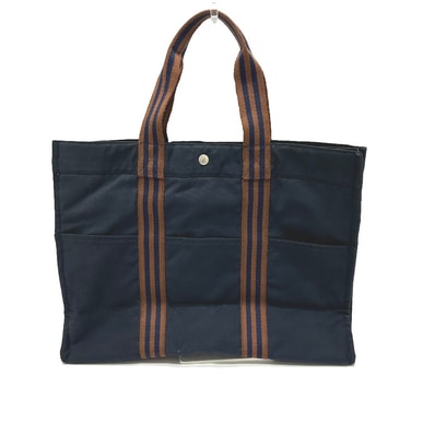エルメス HERMES フールトゥGM カバン トートバッグ ハンドバッグ キャンバス ネイビー