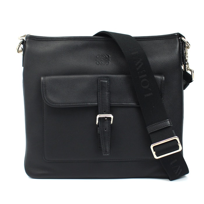 LOEWE ロエベ アナグラム メッセンジャー ショルダーバッグ ブラック ユニセックス【中古】