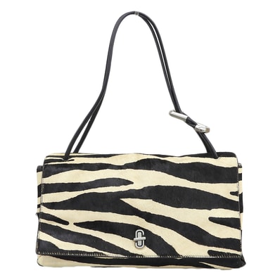 マーク ジェイコブス 美品 ゼブラ ヘアカーフレザー デュアルバッグ ショルダーバッグ レディース ブラック×ベージュ