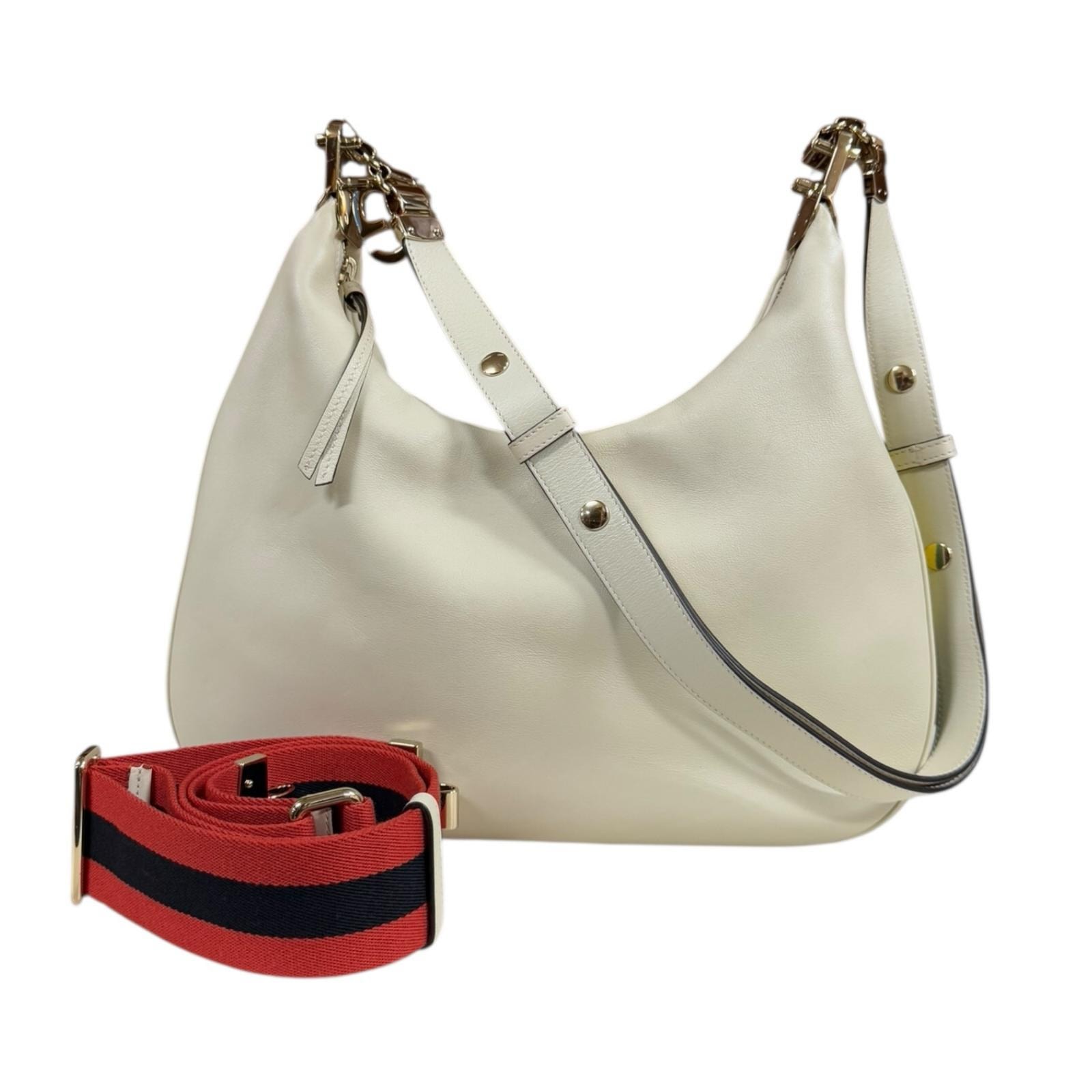 グッチ アタッシェ ミディアム ショルダーバッグ レザー 702823 ホワイト レディース GUCCI 中古