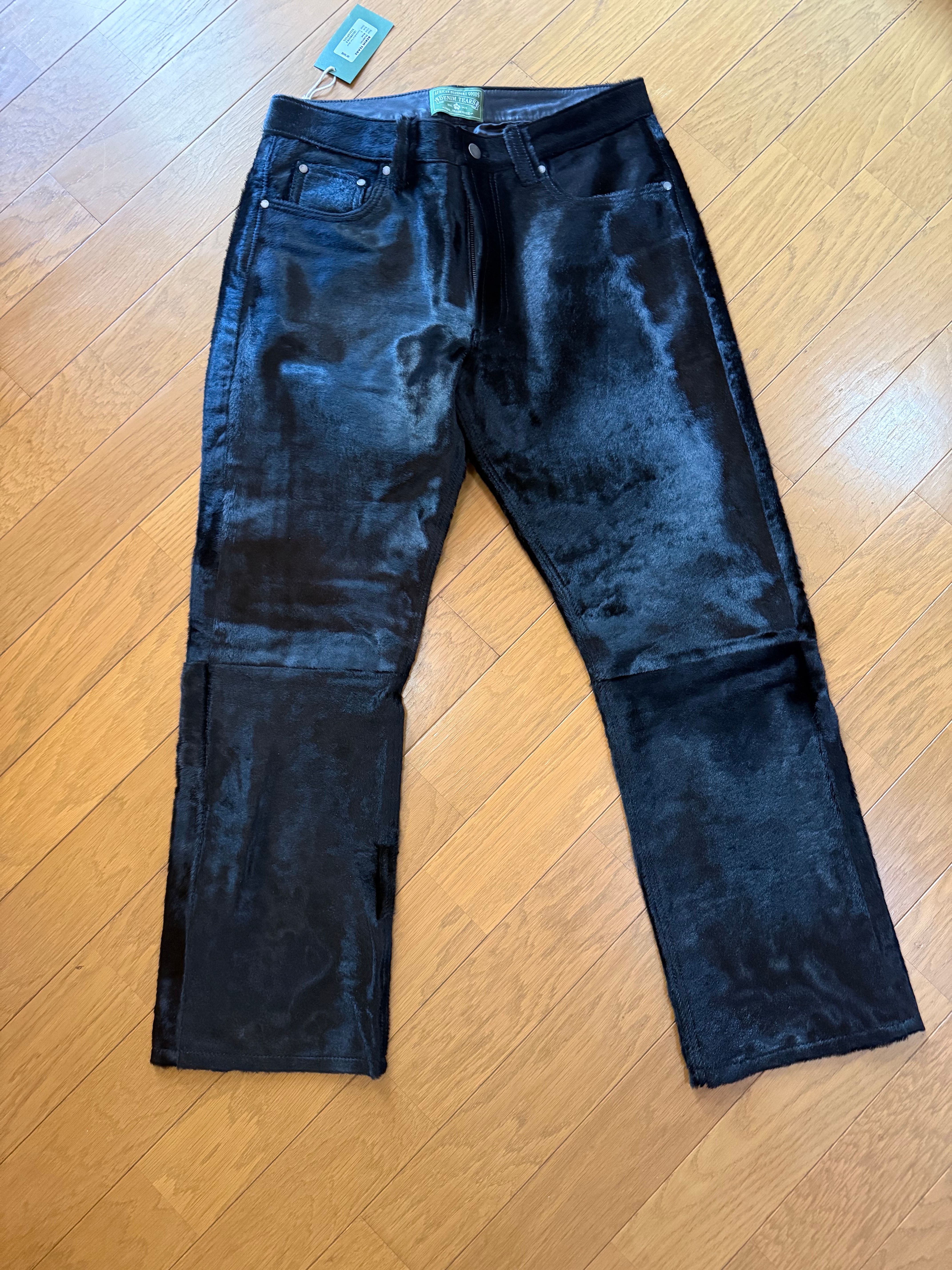 DENIM TEARS Genuine Calf Hair Pant Black