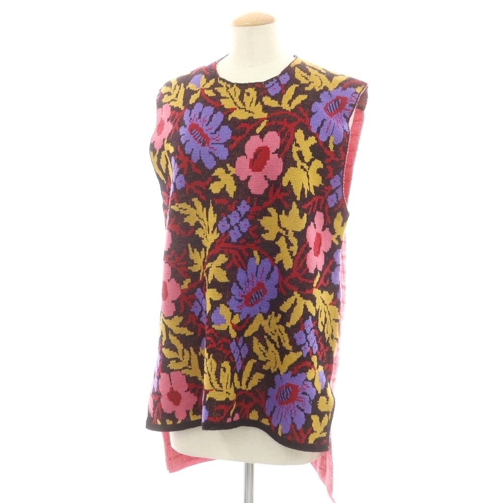 【中古】コムデギャルソンオムプリュス COMME des GARCONS HOMME PLUS 2022年春夏 花柄×チェック ニットベスト ピンクxブラック【サイズS】【メンズ】