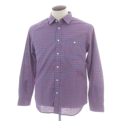 【中古】ザノースフェイス THE NORTH FACE ポリエステルマキシフレッシュ チェック カジュアルシャツ ライトブルーxオレンジ【サイズL】【メンズ】